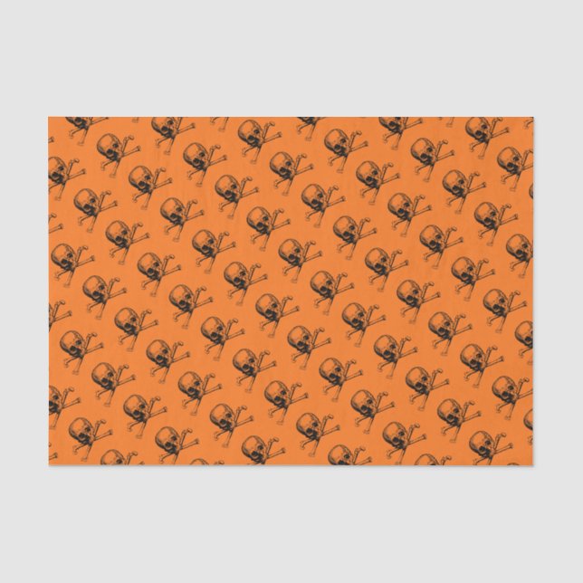 Papier Mousseline Crâne d'Halloween orange (Recto)