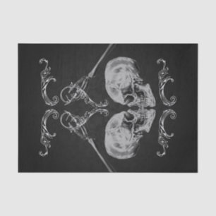 Papier Mousseline "Crâne en amour" Squelettes Vintage Mariage Noir