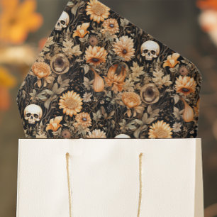 Papier Mousseline Crâne floral d'automne effrayant