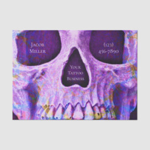 Papier Mousseline Crâne gothique Face unique Purple Blue Tattoo Shop