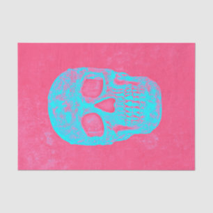 Papier Mousseline Crâne gothique Pop Art Découpage Bleu rose Chaud