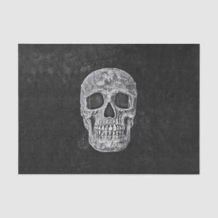 Papier Mousseline Crâne grunge gothique noir et blanc