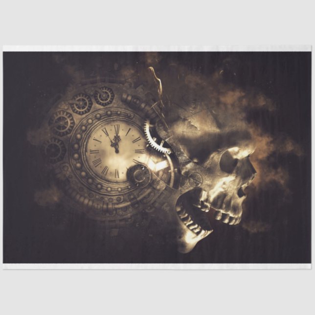 Papier Mousseline Crâne minuit 13 Découpage papier tissu (Recto)