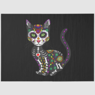 Papier Mousseline Crâne sucre Chat mexicain Halloween Jour De La Mor