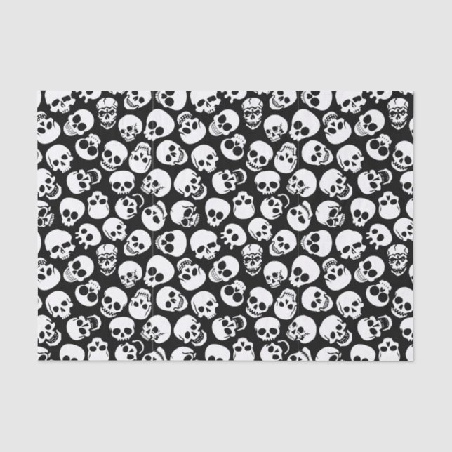 Papier Mousseline Crânes dans le motif noir d'arrière - plan (Recto)