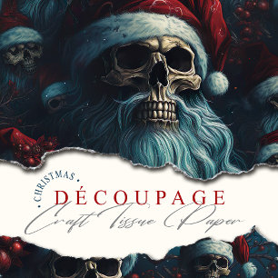 Papier Mousseline Crânes de Père Noël foncé à Santa Hats Festive Dec