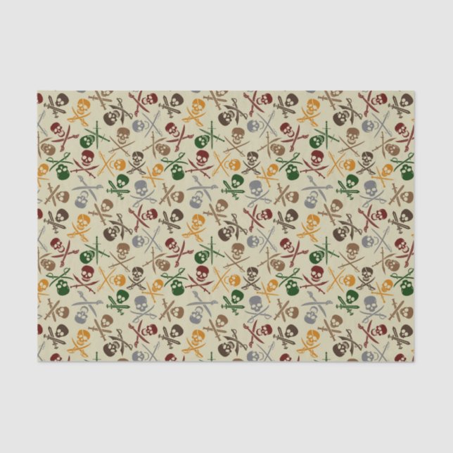 Papier Mousseline Crânes de pirate avec les épées croisées (Recto)