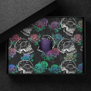 Papier Mousseline Crânes et Roses sombres   Funky Glam Ombre Grunge