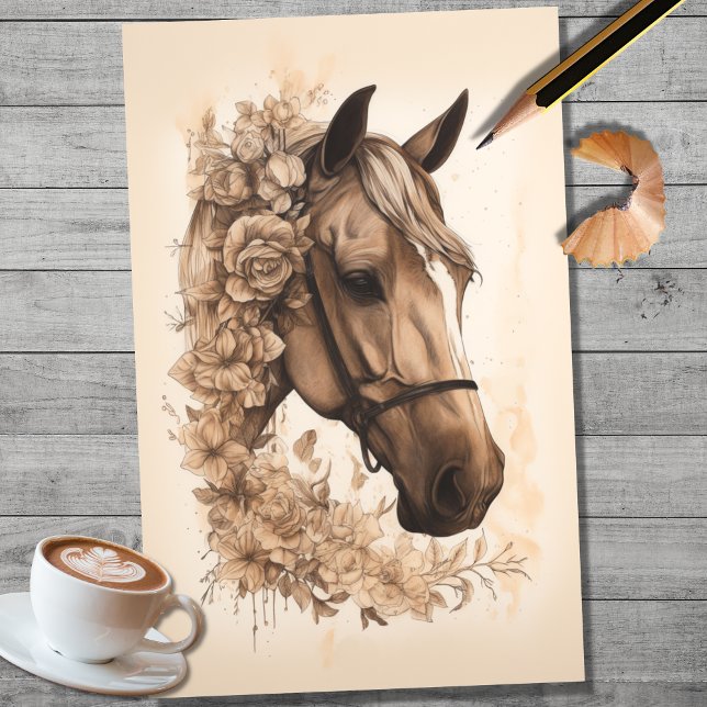 Papier Mousseline Crayon Cheval Art 2 Découpage Papier (Créateur téléchargé)