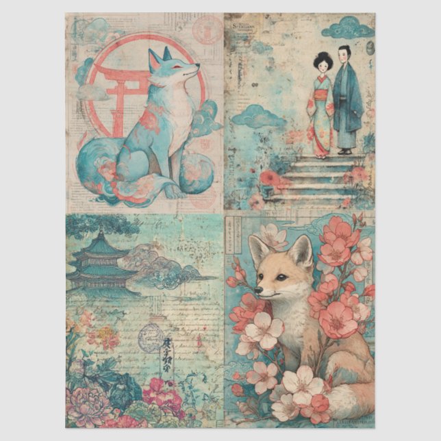 Papier Mousseline Création de page de découpage à thème japonaise (Recto)