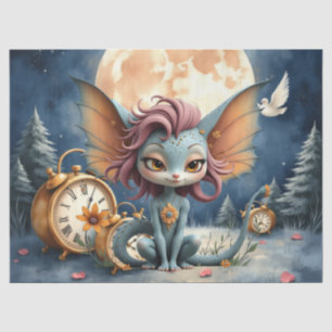 Papier Mousseline Créature de Fantaisie Mignonne au Clair de Lune