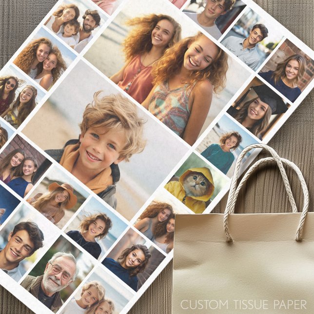 Papier Mousseline Créer un collage photo personnalisé - 25 photos (Custom Photo Tissue Paper)