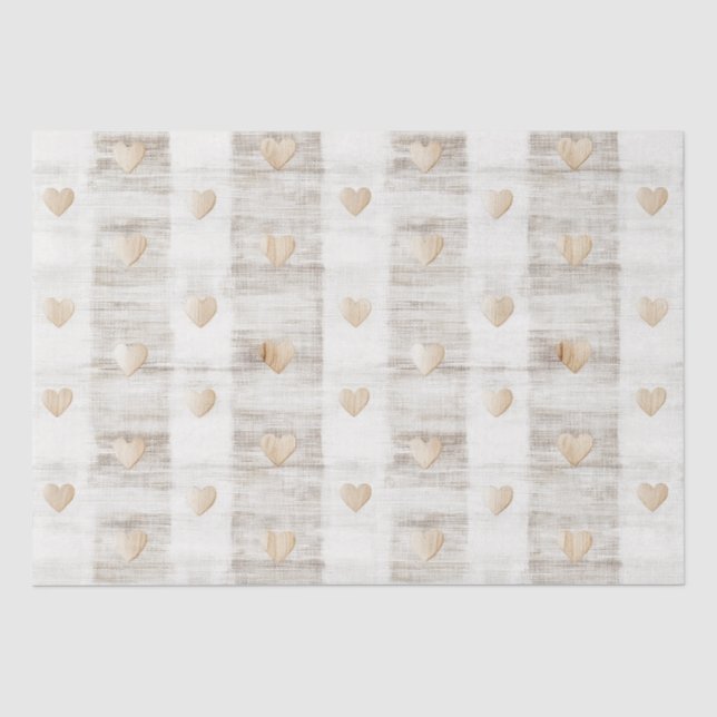 Papier Mousseline Crème Blanc Beige Bohème Cœurs Enterrement de Vie  (Recto)