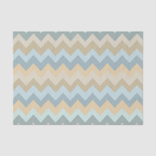 Papier Mousseline Crème Bleue Chevron Stripes