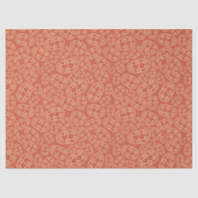 Papier Mousseline Crème de boucliers tribaux égyptiens rouillés Roug (Recto)