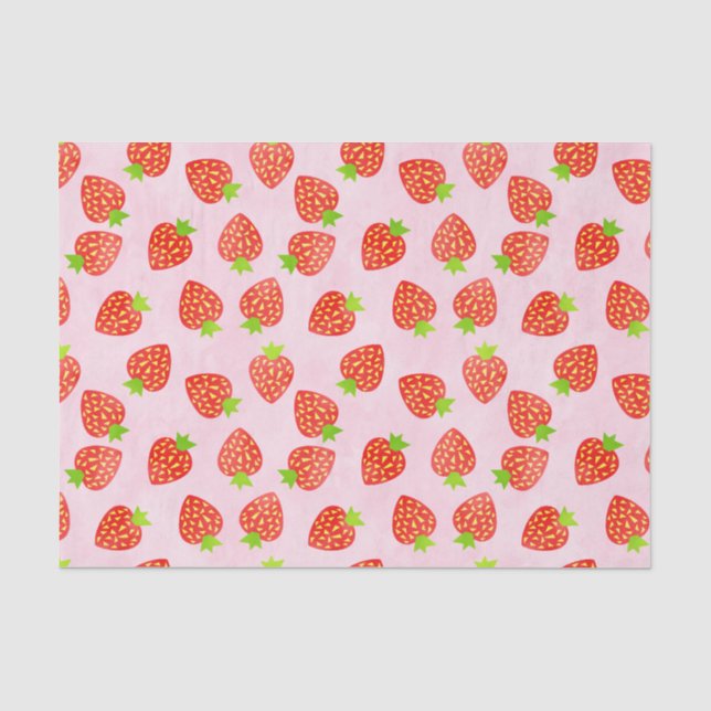 Papier Mousseline Crème de fraise Motif un peu rouge rose (Recto)
