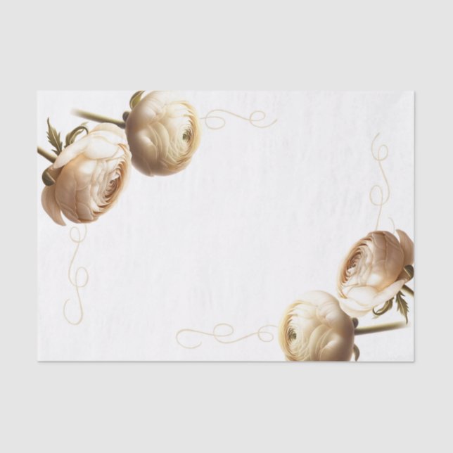 Papier Mousseline Crème et blanc Ranunculus Mariage floral (Recto)