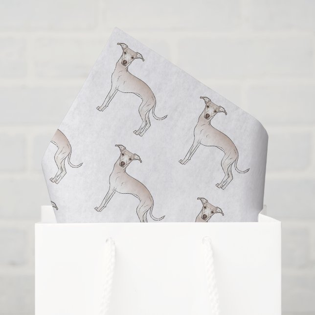 Papier Mousseline Crème Italien Greyhound Cute Cartoon Motif chien (Sac cadeau)