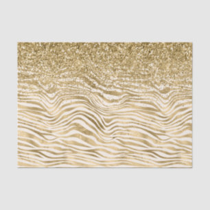 Papier Mousseline Crème or Parties scintillant brillante Zebra Print