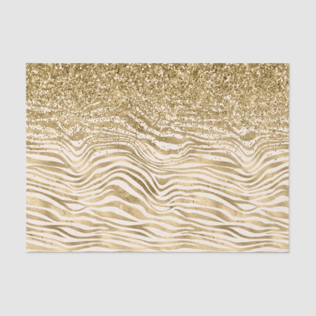 Papier Mousseline Crème or Parties scintillant brillante Zebra Print (Recto)