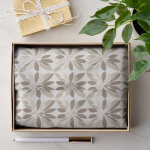 Papier Mousseline Crème Taupe Élégante Fleur Moderne