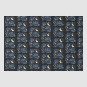 Papier Mousseline Crescent Moon Stars Celestin Black Halloween
