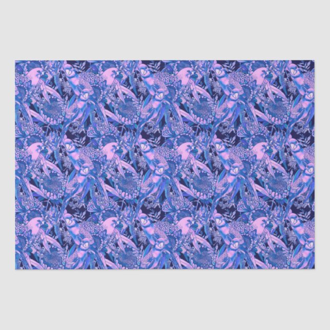 Papier Mousseline Crimson Rosella Tropical Blue (Recto)