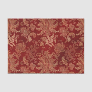 Papier Mousseline Crimson rouge et or Vintage Damas