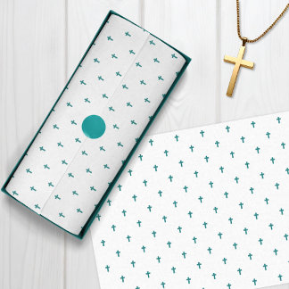 Papier Mousseline Croix - Turquoise Turquoise