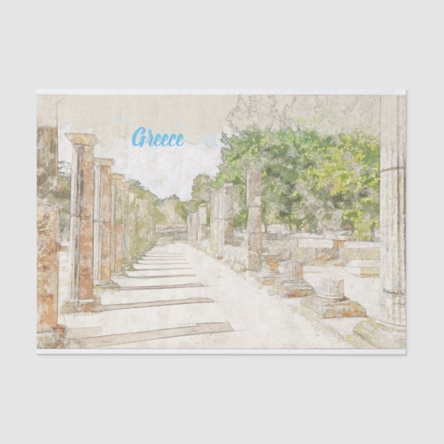 Papier Mousseline Croquis de ruines en Olympia antique, Elis, Grèce (Recto)