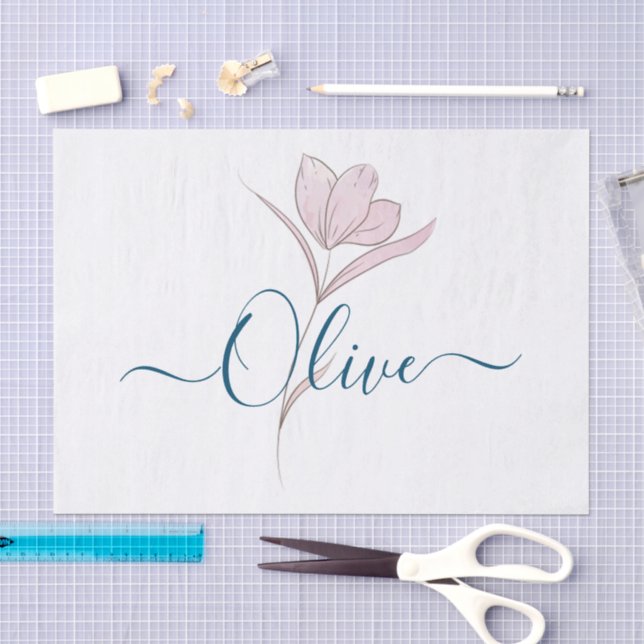 Papier Mousseline Croquis floral aquarelle personnalisée (Artisanat)