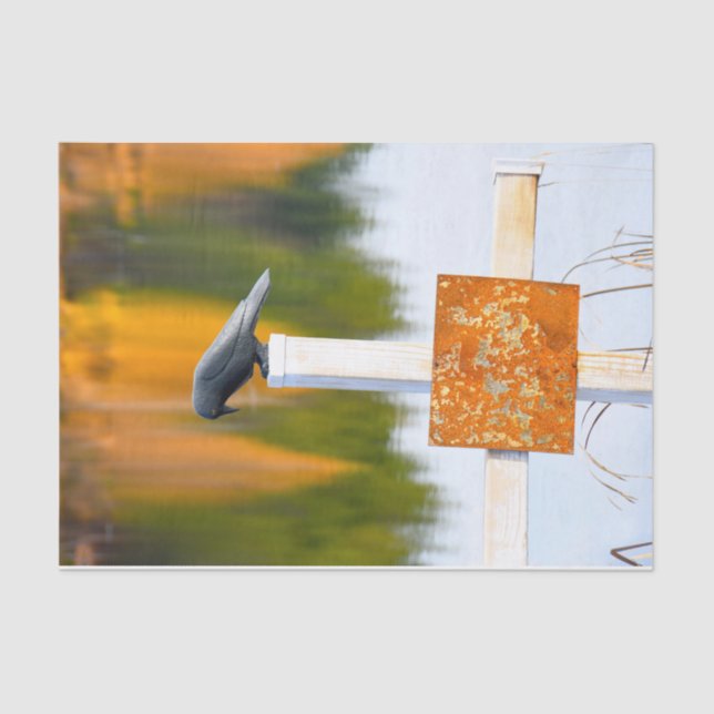 Papier Mousseline Crow - Découpage orange d'automne (Recto)