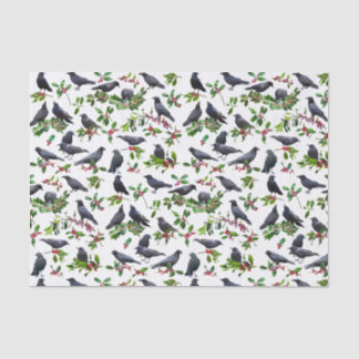 Papier Mousseline Crows Holly Tissue Paper