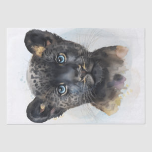 Papier Mousseline Cube Black Panther Cub Wild Cat Aquarelle