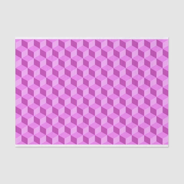 PAPIER MOUSSELINE CUBE GÉOMÉTRIQUE ROSE CLAIR MOTIFS (Recto)