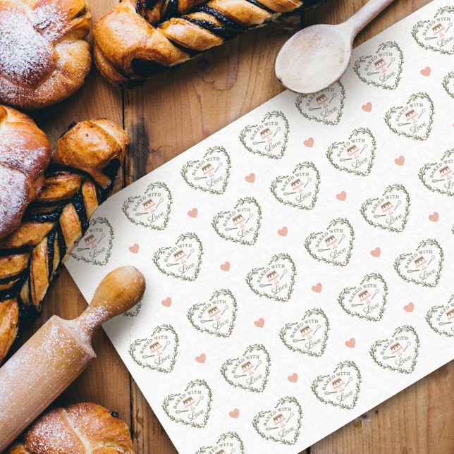 Papier Mousseline Cuit Avec Amour Gâteau Boulangerie d'affaires Whis (Créateur téléchargé)