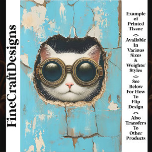 Papier Mousseline Cuite Blanc Chat Kitten Cachet Peeking AQ5 Découpa
