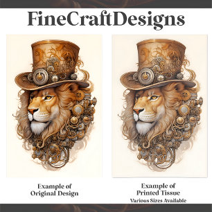 Papier Mousseline Cuivre & Laiton Chic Lion Steampunk E1L Découpage