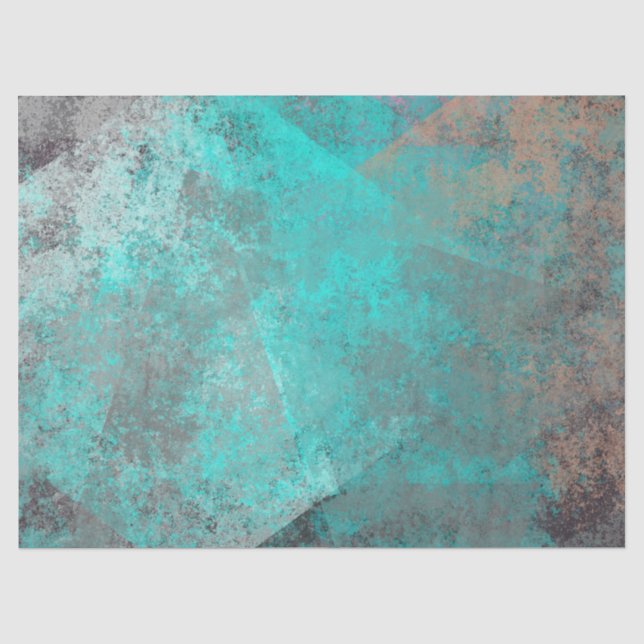 Papier Mousseline Cuivre Turquoise Petina Découpage Baclgrround (Recto)