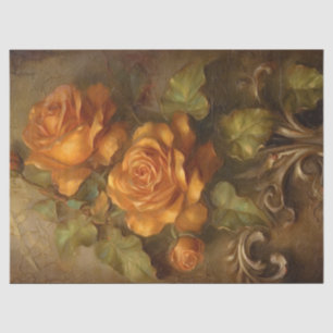 Papier Mousseline Cuivre vintage roses français poussiéreux orange f