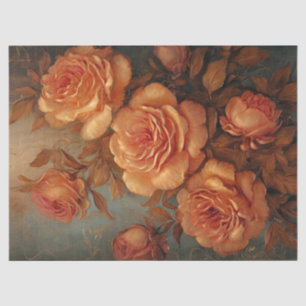 Papier Mousseline Cuivre vintage roses français poussiéreux orange f