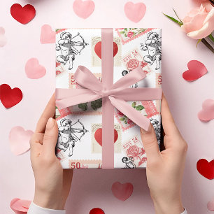 Papier Mousseline Cupid et timbres de Saint-Valentin vintages