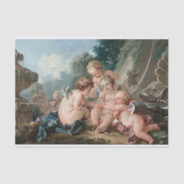 Papier Mousseline Cupidons en conspiration par François Boucher (Recto)