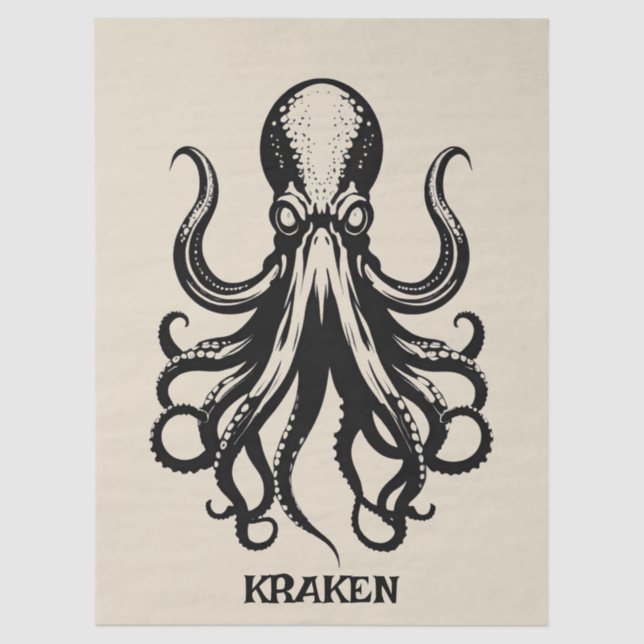 Papier Mousseline Custom Kraken Octopus Squid Name Decoupage  (Recto)