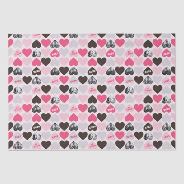 Papier Mousseline Custom Valentine's Day Heart Photo Collage (Recto)
