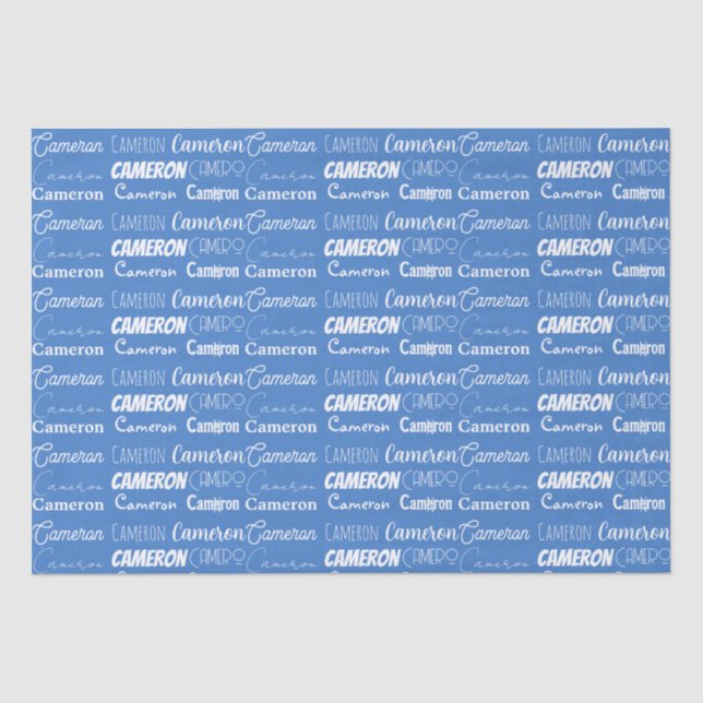 Papier Mousseline Customizable Blue Boys Name Font Collage (Recto)