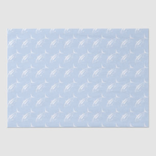 Papier Mousseline Cute Albacore Thon Poisson blanc sur Pastel Blue