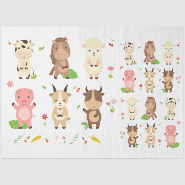 Papier Mousseline Cute Animaux Collection 4 Découpage (Recto)