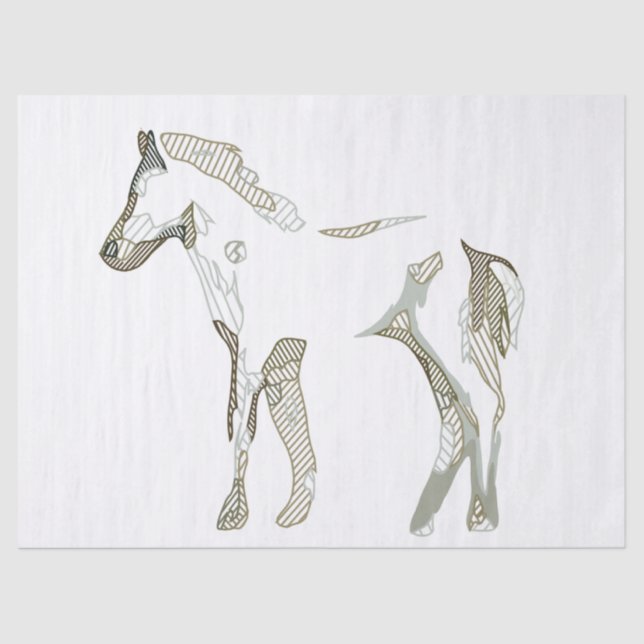 Papier Mousseline Cute Art Moderne Foal Dessin Cheval Mini Nourritur (Recto)