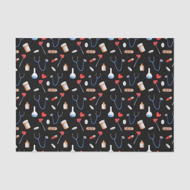 Papier Mousseline Cute Black Pattern Nurse Medical (Recto)